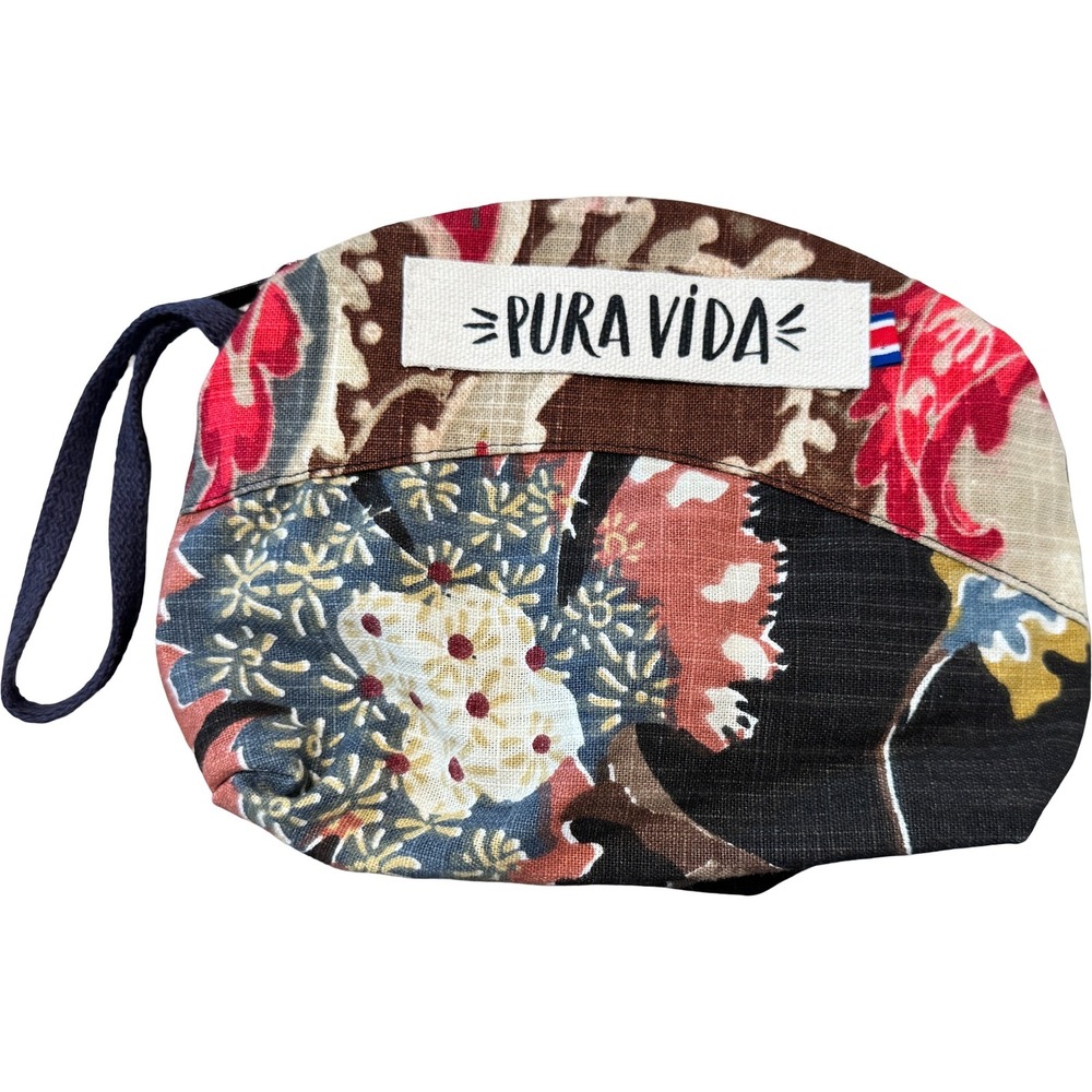 Pura Vida Fabric Wristlet Pouch Floral Paisley Boho Makeup Bag Multicolor Zipper